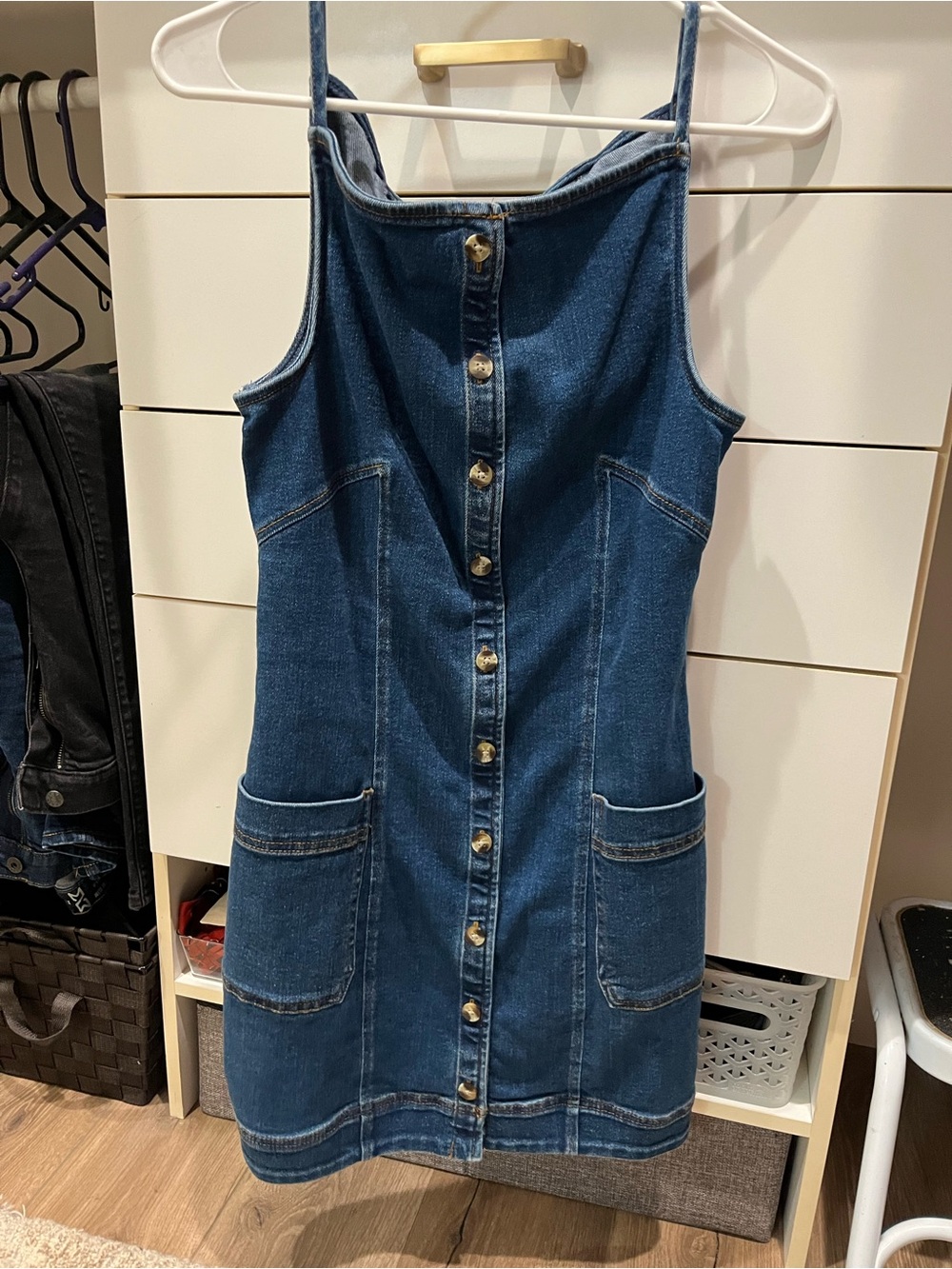 Maeve Blue Denim Button-Front Mini Dress NWT